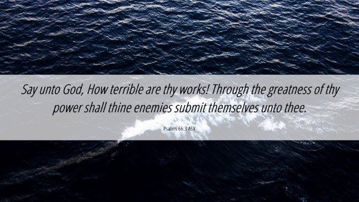 Picture 06 - Psalms 66:3 ASV Desktop Wallpaper - Say unto God, How terrible are thy works! Through - Desktop Bible Verse Wallpaper