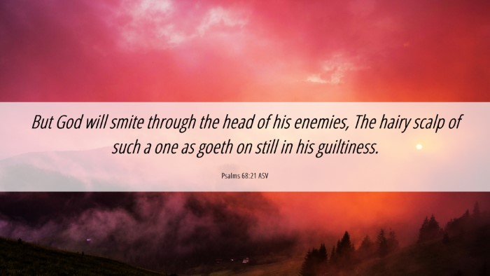 Picture 06 - Psalms 68:21 ASV Desktop Wallpaper - But God will smite through the head of his - Desktop Bible Verse Wallpaper