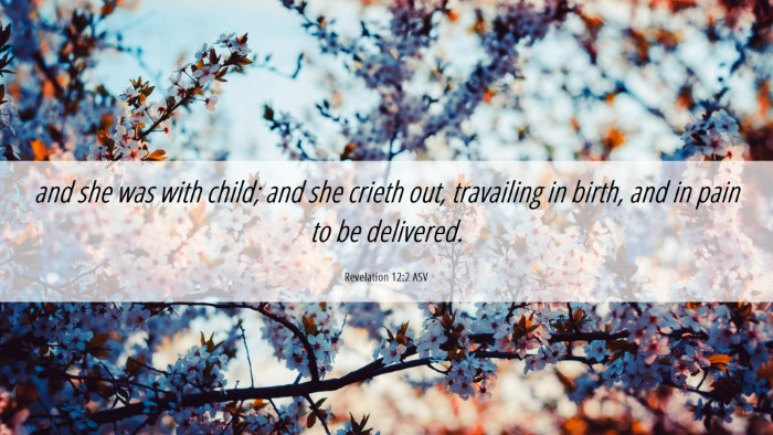 Picture 06 - Revelation 12:2 ASV Desktop Wallpaper - and she was with child; and she crieth out, - Desktop Bible Verse Wallpaper