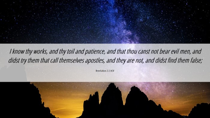 Picture 06 - Revelation 2:2 ASV Desktop Wallpaper - I know thy works, and thy toil and patience, and - Desktop Bible Verse Wallpaper