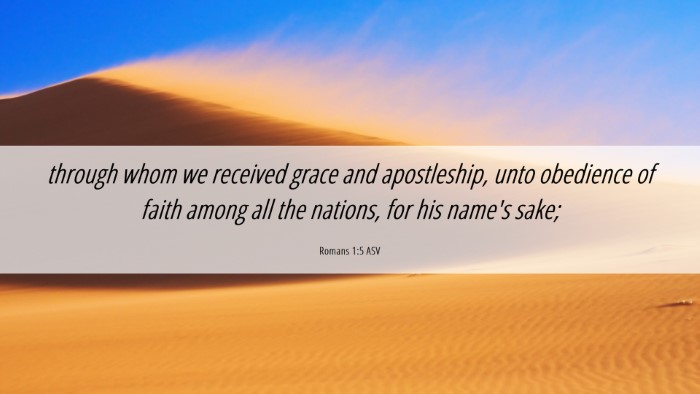 Picture 06 - Romans 1:5 ASV Desktop Wallpaper - through whom we received grace and apostleship, - Desktop Bible Verse Wallpaper