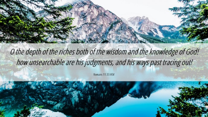 Picture 06 - Romans 11:33 ASV Desktop Wallpaper - O the depth of the riches both of the wisdom and - Desktop Bible Verse Wallpaper