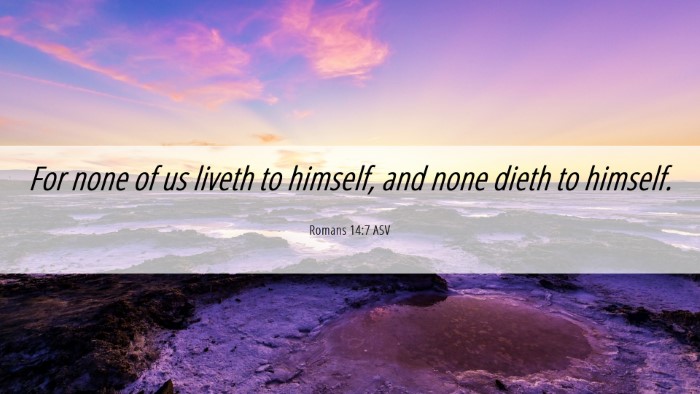 Picture 06 - Romans 14:7 ASV Desktop Wallpaper - For none of us liveth to himself, and none dieth - Desktop Bible Verse Wallpaper