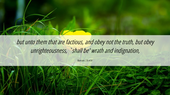 Picture 06 - Romans 2:8 ASV Desktop Wallpaper - but unto them that are factious, and obey not the - Desktop Bible Verse Wallpaper