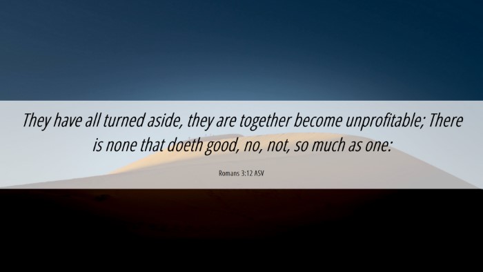 Picture 06 - Romans 3:12 ASV Desktop Wallpaper - They have all turned aside, they are together - Desktop Bible Verse Wallpaper