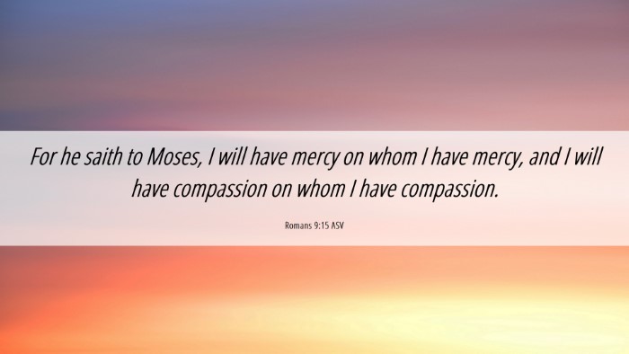 Picture 06 - Romans 9:15 ASV Desktop Wallpaper - For he saith to Moses, I will have mercy on whom - Desktop Bible Verse Wallpaper