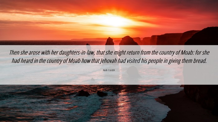 Picture 06 - Ruth 1:6 ASV Desktop Wallpaper - Then she arose with her daughters-in-law, that - Desktop Bible Verse Wallpaper