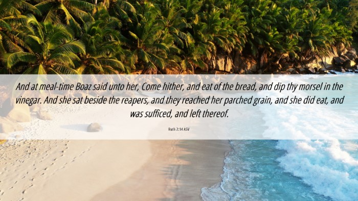 Picture 06 - Ruth 2:14 ASV Desktop Wallpaper - And at meal-time Boaz said unto her, Come hither, - Desktop Bible Verse Wallpaper