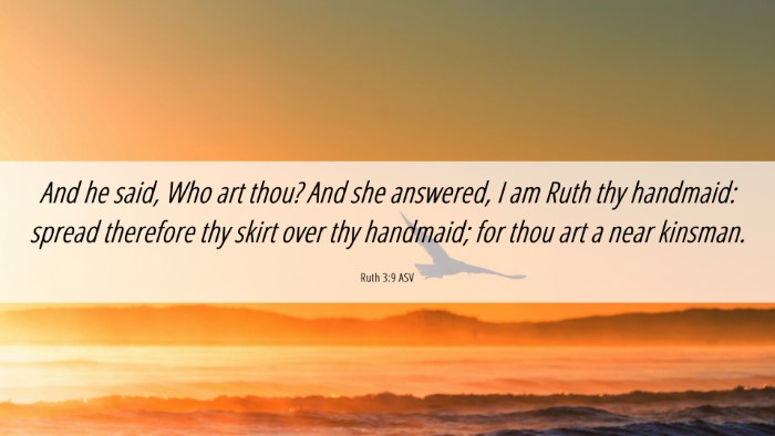Picture 06 - Ruth 3:9 ASV Desktop Wallpaper - And he said, Who art thou? And she answered, I am - Desktop Bible Verse Wallpaper