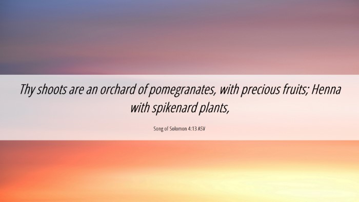 Picture 06 - Song of Solomon 4:13 ASV Desktop Wallpaper - Thy shoots are an orchard of pomegranates, with - Desktop Bible Verse Wallpaper