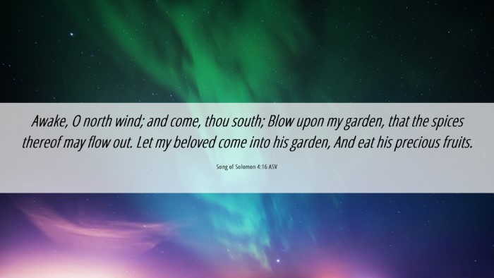 Picture 06 - Song of Solomon 4:16 ASV Desktop Wallpaper - Awake, O north wind; and come, thou south; Blow - Desktop Bible Verse Wallpaper