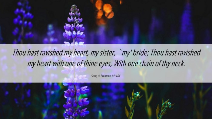 Picture 06 - Song of Solomon 4:9 ASV Desktop Wallpaper - Thou hast ravished my heart, my sister, `my' - Desktop Bible Verse Wallpaper