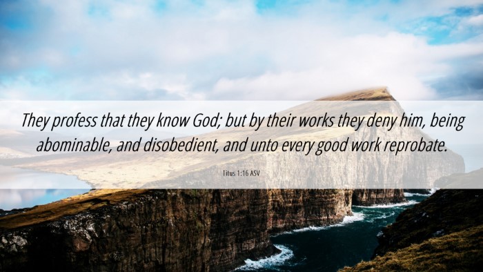 Picture 06 - Titus 1:16 ASV Desktop Wallpaper - They profess that they know God; but by their - Desktop Bible Verse Wallpaper