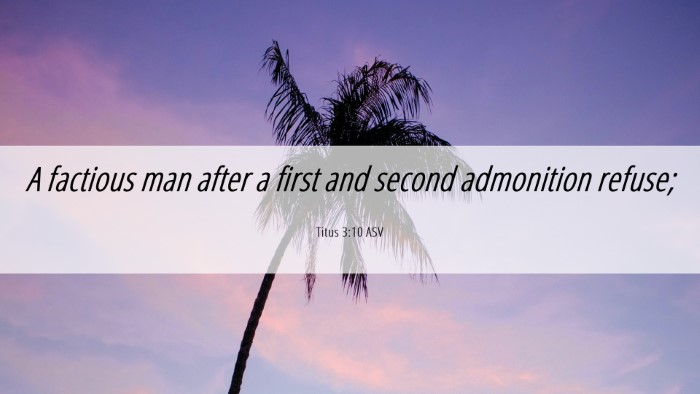 Picture 06 - Titus 3:10 ASV Desktop Wallpaper - A factious man after a first and second - Desktop Bible Verse Wallpaper