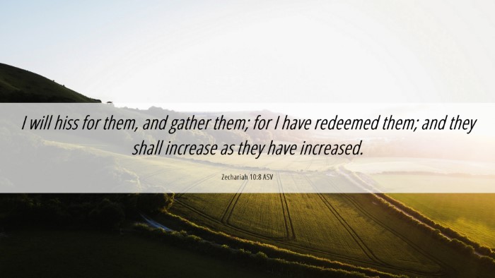 Picture 06 - Zechariah 10:8 ASV Desktop Wallpaper - I will hiss for them, and gather them; for I have - Desktop Bible Verse Wallpaper