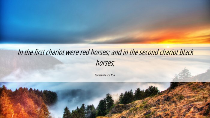 Picture 06 - Zechariah 6:2 ASV Desktop Wallpaper - In the first chariot were red horses; and in the - Desktop Bible Verse Wallpaper
