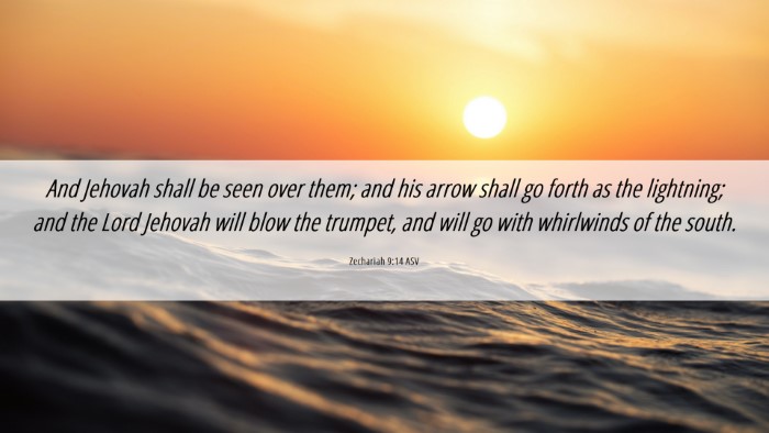 Picture 06 - Zechariah 9:14 ASV Desktop Wallpaper - And Jehovah shall be seen over them; and his - Desktop Bible Verse Wallpaper
