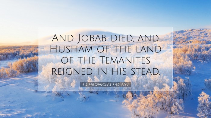 Picture 07 - 1 Chronicles 1:45 ASV Desktop Wallpaper - And Jobab died, and Husham of the land of the - Desktop Bible Verse Wallpaper