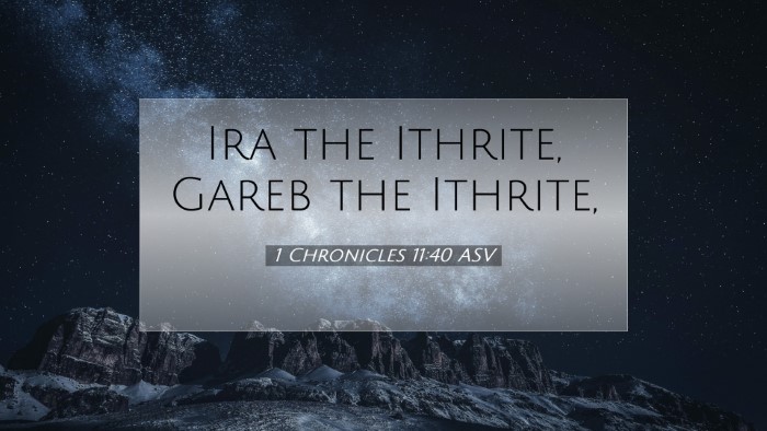 Picture 07 - 1 Chronicles 11:40 ASV Desktop Wallpaper - Ira the Ithrite, Gareb the - Desktop Bible Verse Wallpaper