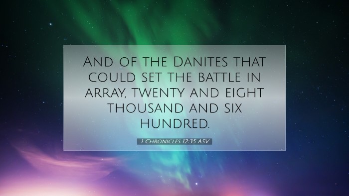Picture 07 - 1 Chronicles 12:35 ASV Desktop Wallpaper - And of the Danites that could set the battle in - Desktop Bible Verse Wallpaper