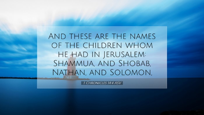 Picture 07 - 1 Chronicles 14:4 ASV Desktop Wallpaper - And these are the names of the children whom he - Desktop Bible Verse Wallpaper