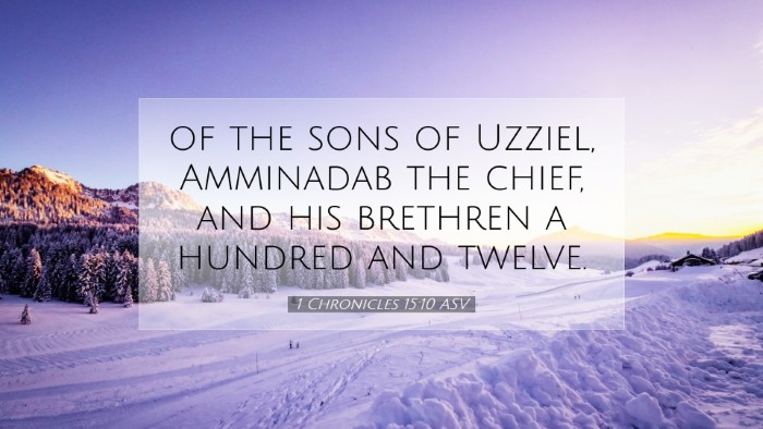 Picture 07 - 1 Chronicles 15:10 ASV Desktop Wallpaper - of the sons of Uzziel, Amminadab the chief, and - Desktop Bible Verse Wallpaper