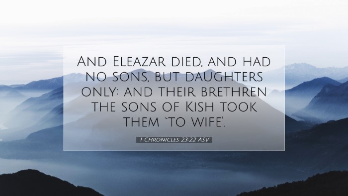Picture 07 - 1 Chronicles 23:22 ASV Desktop Wallpaper - And Eleazar died, and had no sons, but daughters - Desktop Bible Verse Wallpaper
