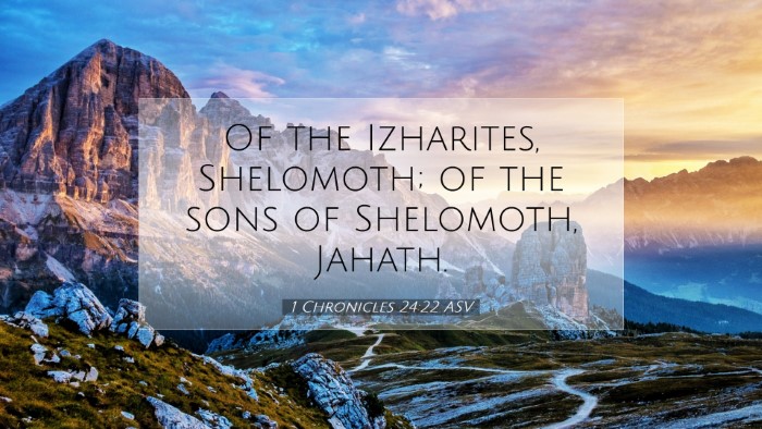 Picture 07 - 1 Chronicles 24:22 ASV Desktop Wallpaper - Of the Izharites, Shelomoth; of the sons of - Desktop Bible Verse Wallpaper