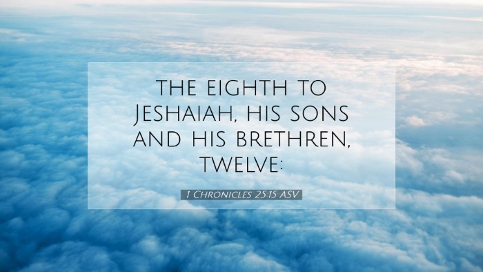 Picture 07 - 1 Chronicles 25:15 ASV Desktop Wallpaper - the eighth to Jeshaiah, his sons and his - Desktop Bible Verse Wallpaper