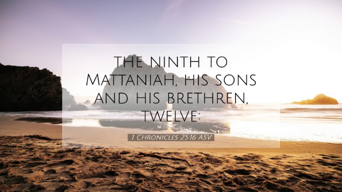 Picture 07 - 1 Chronicles 25:16 ASV Desktop Wallpaper - the ninth to Mattaniah, his sons and his - Desktop Bible Verse Wallpaper
