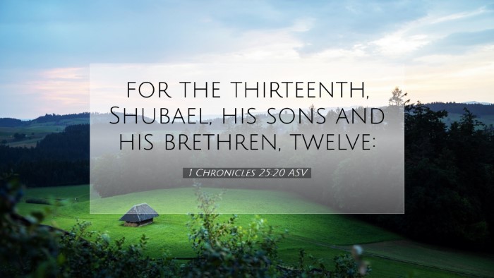 Picture 07 - 1 Chronicles 25:20 ASV Desktop Wallpaper - for the thirteenth, Shubael, his sons and his - Desktop Bible Verse Wallpaper
