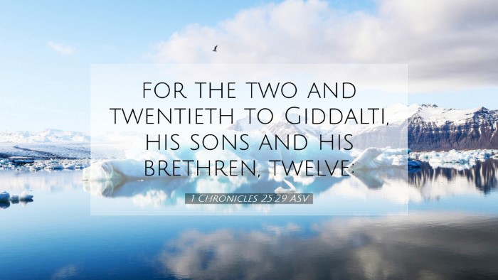 Picture 07 - 1 Chronicles 25:29 ASV Desktop Wallpaper - for the two and twentieth to Giddalti, his sons - Desktop Bible Verse Wallpaper