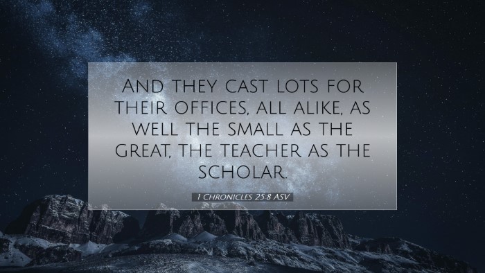 Picture 07 - 1 Chronicles 25:8 ASV Desktop Wallpaper - And they cast lots for their offices, all alike, - Desktop Bible Verse Wallpaper