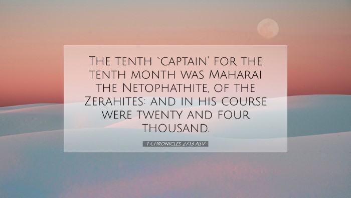Picture 07 - 1 Chronicles 27:13 ASV Desktop Wallpaper - The tenth `captain' for the tenth month was - Desktop Bible Verse Wallpaper