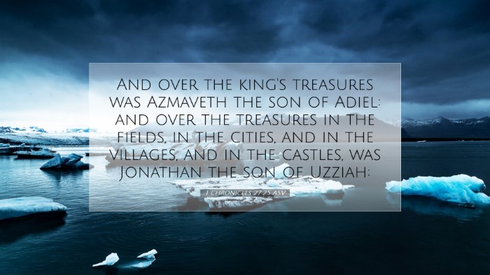 Picture 07 - 1 Chronicles 27:25 ASV Desktop Wallpaper - And over the king's treasures was Azmaveth the - Desktop Bible Verse Wallpaper