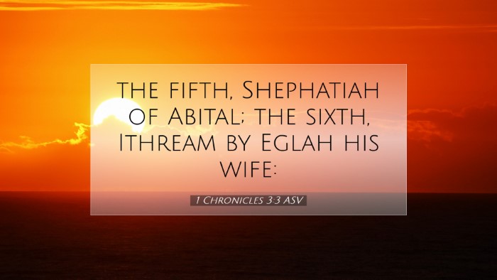 Picture 07 - 1 Chronicles 3:3 ASV Desktop Wallpaper - the fifth, Shephatiah of Abital; the sixth, - Desktop Bible Verse Wallpaper