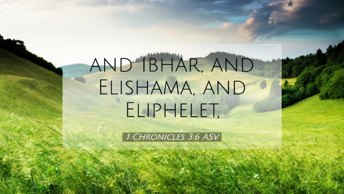 Picture 07 - 1 Chronicles 3:6 ASV Desktop Wallpaper - and Ibhar, and Elishama, and - Desktop Bible Verse Wallpaper