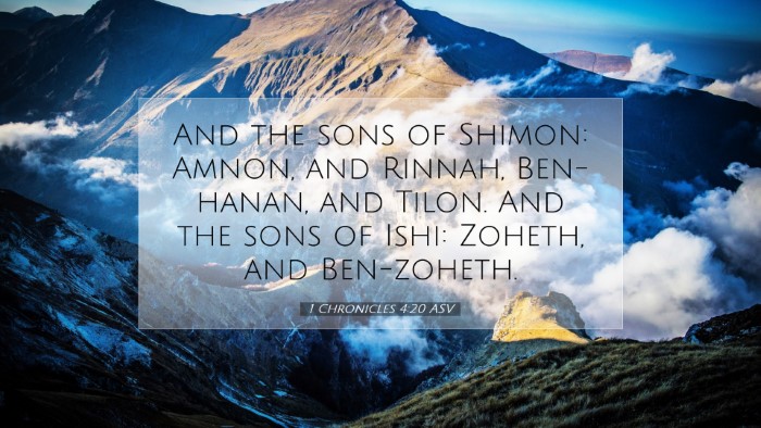 Picture 07 - 1 Chronicles 4:20 ASV Desktop Wallpaper - And the sons of Shimon: Amnon, and Rinnah, - Desktop Bible Verse Wallpaper