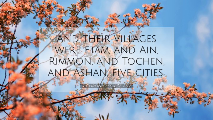 Picture 07 - 1 Chronicles 4:32 ASV Desktop Wallpaper - And their villages were Etam, and Ain, Rimmon, - Desktop Bible Verse Wallpaper