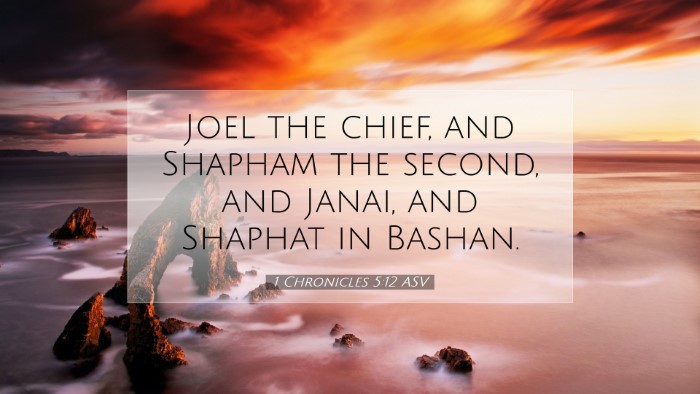 Picture 07 - 1 Chronicles 5:12 ASV Desktop Wallpaper - Joel the chief, and Shapham the second, and - Desktop Bible Verse Wallpaper