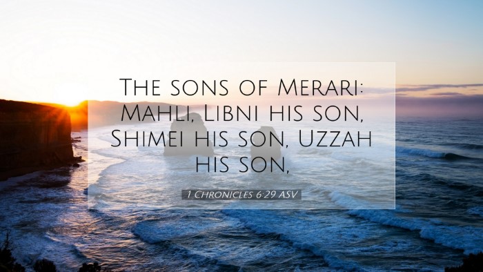 Picture 07 - 1 Chronicles 6:29 ASV Desktop Wallpaper - The sons of Merari: Mahli, Libni his son, Shimei - Desktop Bible Verse Wallpaper