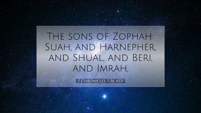 Picture 07 - 1 Chronicles 7:36 ASV Desktop Wallpaper - The sons of Zophah: Suah, and Harnepher, and - Desktop Bible Verse Wallpaper