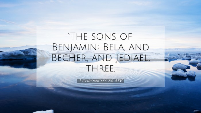 Picture 07 - 1 Chronicles 7:6 ASV Desktop Wallpaper - `The sons of' Benjamin: Bela, and Becher, and - Desktop Bible Verse Wallpaper