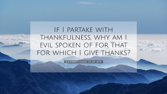 Picture 07 - 1 Corinthians 10:30 ASV Desktop Wallpaper - If I partake with thankfulness, why am I evil - Desktop Bible Verse Wallpaper