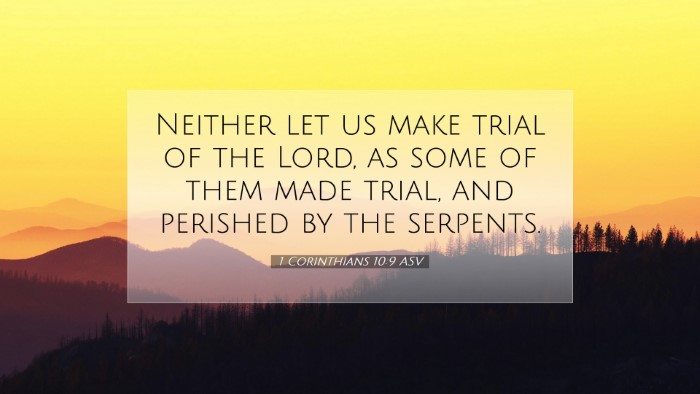 Picture 07 - 1 Corinthians 10:9 ASV Desktop Wallpaper - Neither let us make trial of the Lord, as some of - Desktop Bible Verse Wallpaper