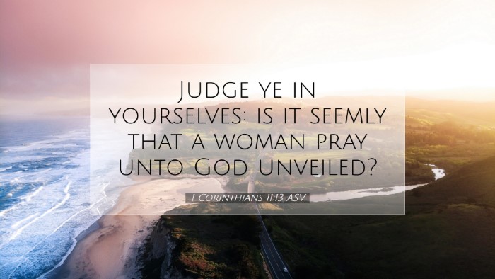 Picture 07 - 1 Corinthians 11:13 ASV Desktop Wallpaper - Judge ye in yourselves: is it seemly that a woman - Desktop Bible Verse Wallpaper