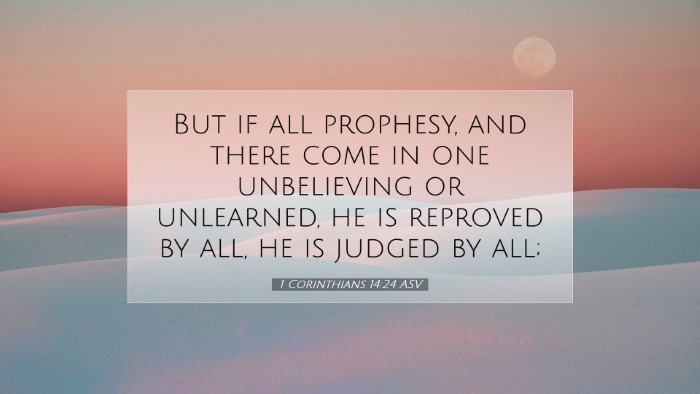 Picture 07 - 1 Corinthians 14:24 ASV Desktop Wallpaper - But if all prophesy, and there come in one - Desktop Bible Verse Wallpaper