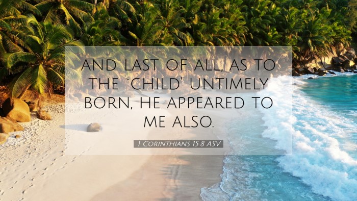 Picture 07 - 1 Corinthians 15:8 ASV Desktop Wallpaper - and last of all, as to the `child' untimely born, - Desktop Bible Verse Wallpaper