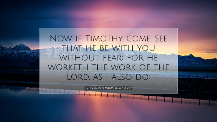 Picture 07 - 1 Corinthians 16:10 ASV Desktop Wallpaper - Now if Timothy come, see that he be with you - Desktop Bible Verse Wallpaper