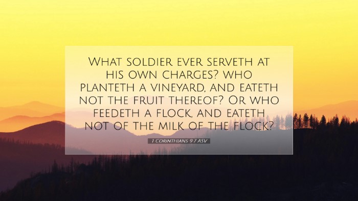 Picture 07 - 1 Corinthians 9:7 ASV Desktop Wallpaper - What soldier ever serveth at his own charges? who - Desktop Bible Verse Wallpaper